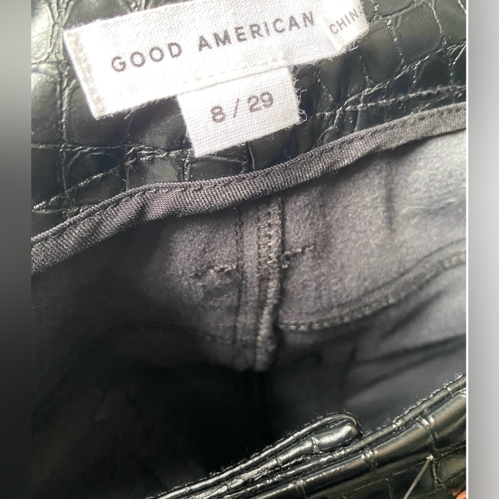 Good American Vegan Croc-Embossed Leather Pants - Picture 5 of 7